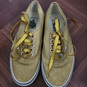 Hand painted as new Vans Gold Glitter size 9